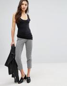 New Look Check Cropped Pants - Black