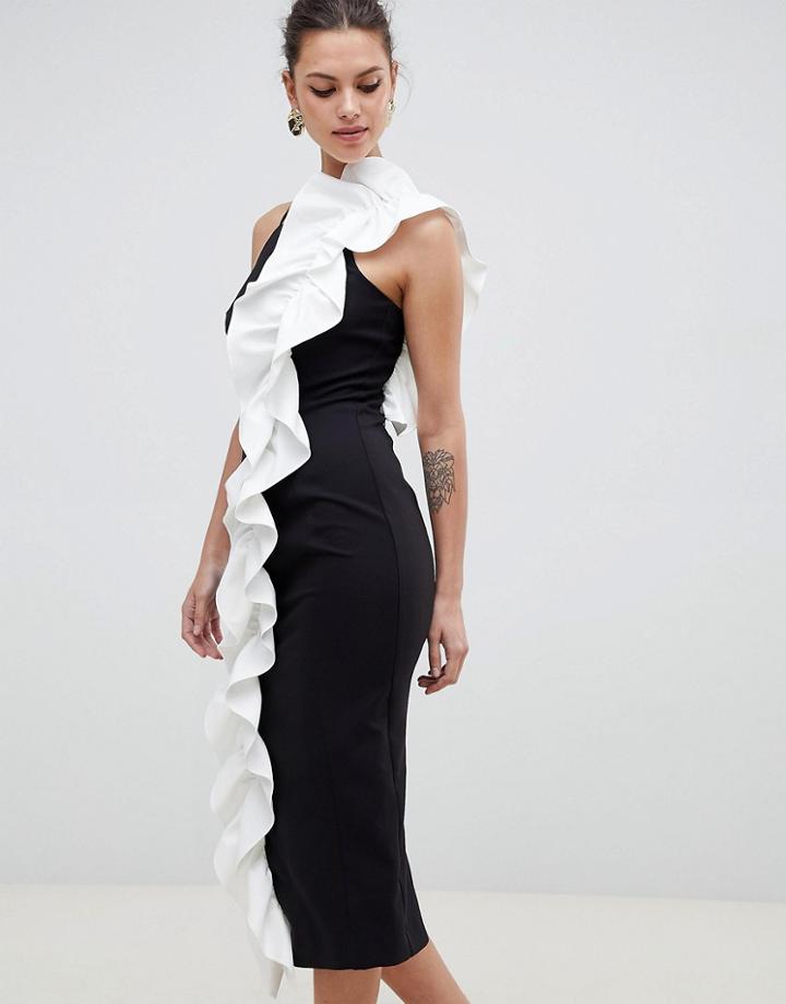 Coast Monochrome Ruffle Shift Dress - Black