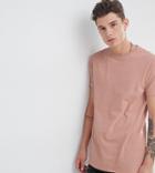 Asos Design Tall Longline T-shirt With Crew Neck In Beige - Beige