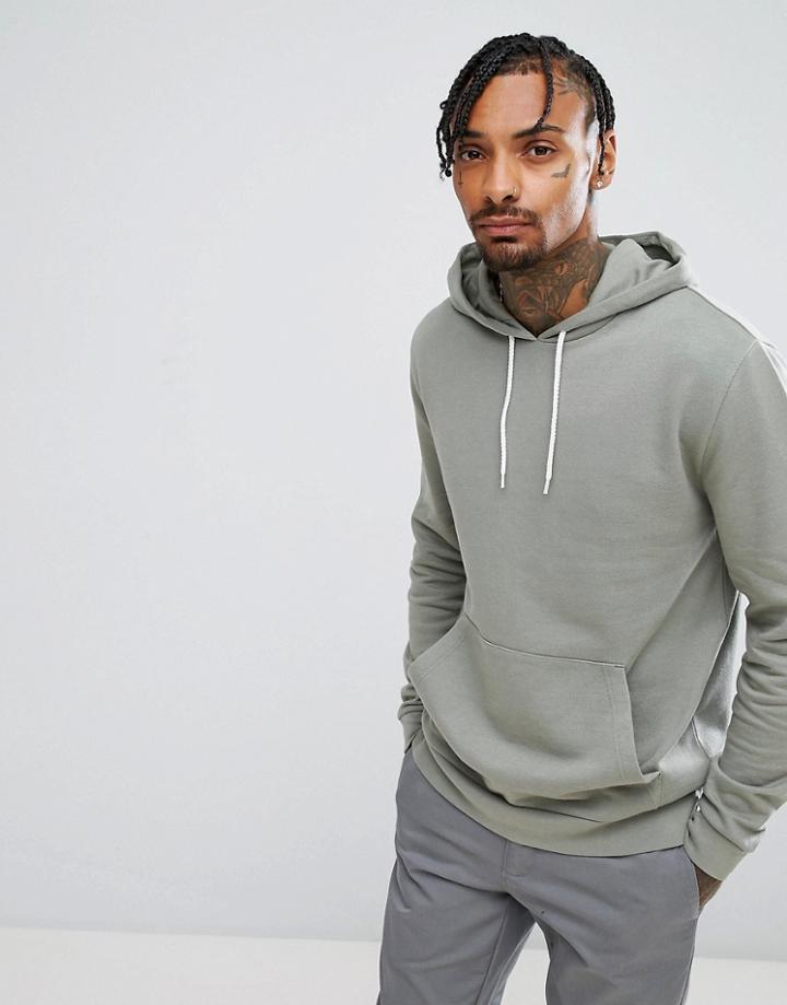 Asos Hoodie In Washed Khaki - Green