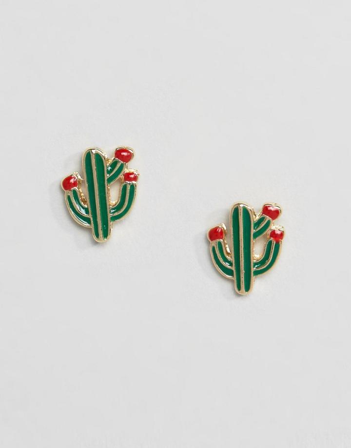 Asos Cactus Stud Earrings - Green