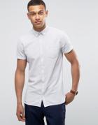 Minimum Bellino Short Sleeve Shirt Microdot Buttondown Slim Fit In White - White