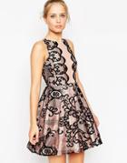 Asos Premium Scallop Metallic Midi Prom Dress - Pink