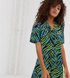 Collusion Tall Zebra Print Revere Shirt Romper-multi