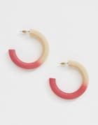 Asos Design Hoop Earrings In Wood With Ombre Color Detail - Multi