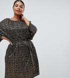 Junarose Texture Twist Front Printed Dress - Multi