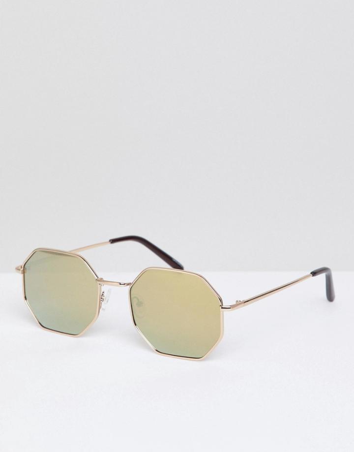 Quay Australia On A Dime Retro Sunglasses - Gold