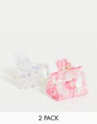 My Accessories London 2-pack Square Hair Claw Clips In Pastel Pinks