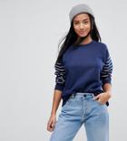 Asos Petite Sweatshirt In Cutabout Stripe - Multi
