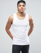Asos Extreme Muscle Tank With Crew Neck In White - White