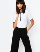 Monki Button Up T-shirt - White