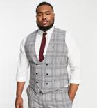 Twisted Tailor Jose Plus Suit Vest In Gray Prince Of Wales Check