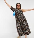 Asos Design Curve One Shoulder Tiered Maxi Dress In Floral 70s Print-multi