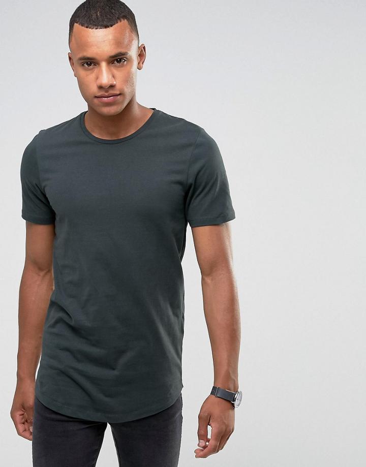Jack & Jones Premium Crew Neck Longline T-shirt - Green