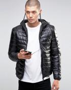 Brave Soul Quilted Padded Jacket With In Built Headphones - Black