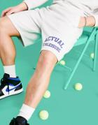 Asos Actual Athleisure Relaxed Shorts With Logo Print In White Heather