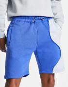 Mennace Relaxed Jersey Shorts In Two Tone Blue With Exposed Seam Detail - Part Of A Set