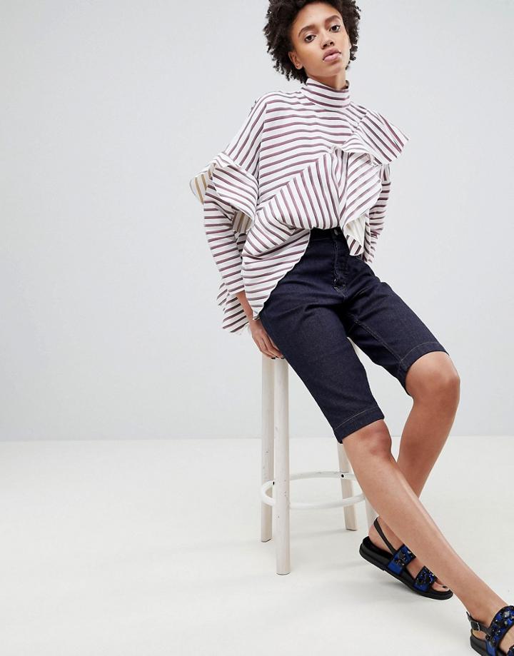 Asos White City Shorts In Eco Denim - Blue