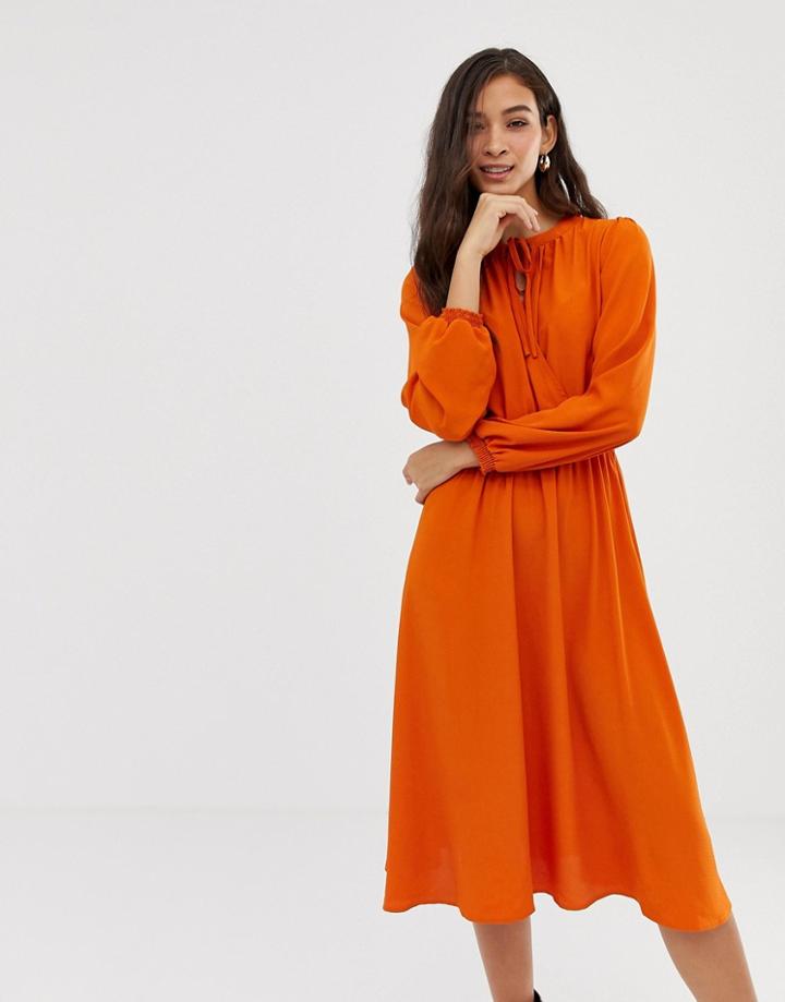 Vila Keyhole Wrap Front Midi Dress - Gold