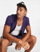 New Look Short Sleeve Shirt With Revere Collar - Part Of A Set-navy