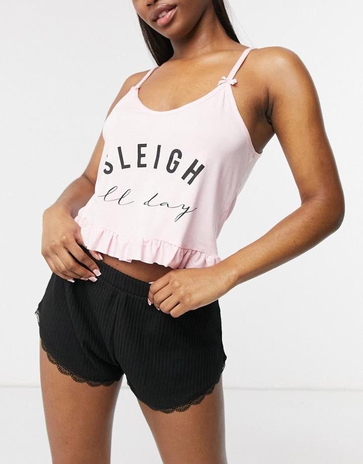 Outrageous Fortune Cami Night Top With Slogan Set In Peach-orange