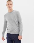 Original Penguin Icon Logo Pima Cotton Crew Neck Knit Sweater In Gray Marl - Gray