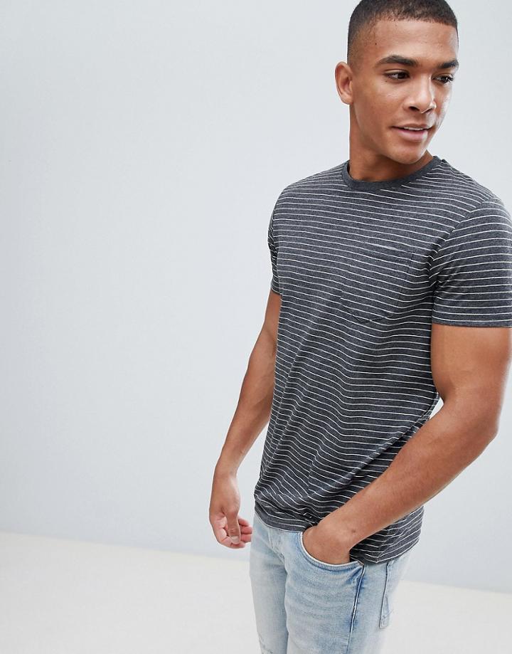 Brave Soul Striped T-shirt - Gray