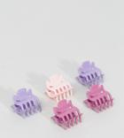Asos Pack Of 5 Pastel Hair Claws - Gold