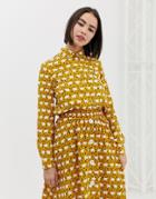 Monki Sheep Print Relaxed Fit Blouse In Yellow - Yellow