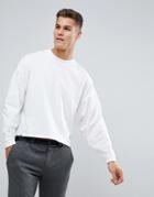 Asos Oversized Long Sleeve T-shirt With Extreme Batwing In Cropped Length In White - White