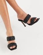 London Rebel Quilted Mules In Black