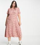 Urban Threads Plus A Line Midi Dress In Pink Floral