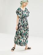 Monki Jungle Print Tie Waist Dress - Black Jungle