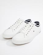 Tommy Hilfiger Core Corporate Leather Sneakers In White - White