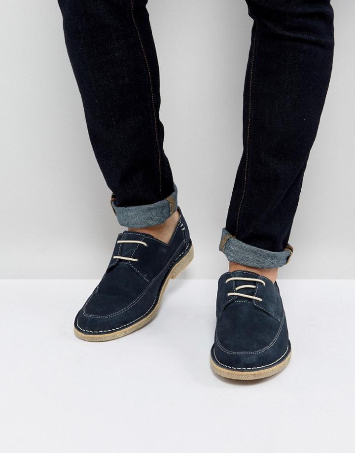 Asos Desert Shoes In Navy Suede - Black