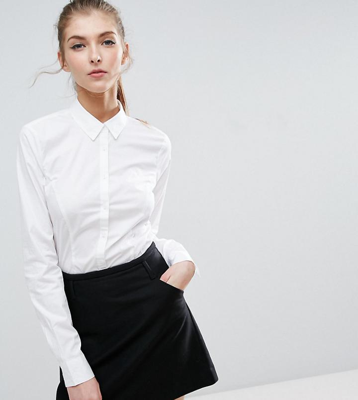 Asos Tall Fitted Shirt In Stretch Cotton - White