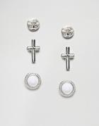 Chained & Able Stud Stone Earring Pack In Silver - Silver