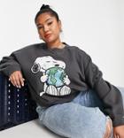 Cotton: On Curve Snoopy Crew Sweat In Gray