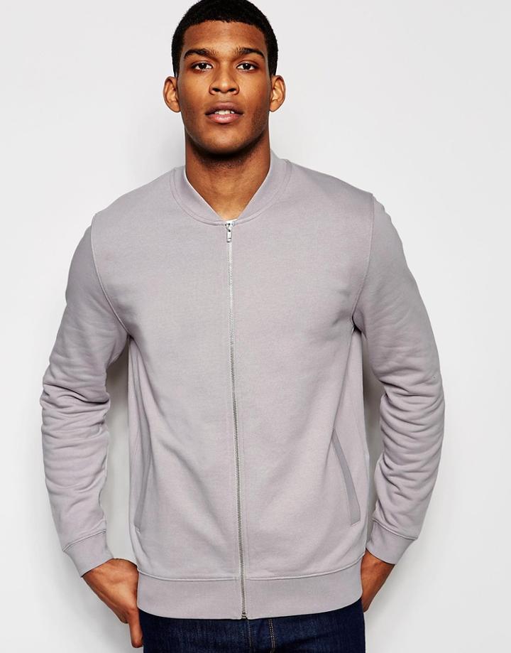Asos Jersey Bomber Jacket In Pale Lilac - Pale Lilac