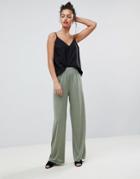 Asos Design Slinky Wide Leg Pants-green