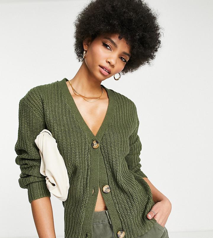 Brave Soul Tall Daisy Boxy Cardigan-green