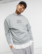 Asos Design Oversized Sweatshirt With Small Vintage Chicago Print-grey