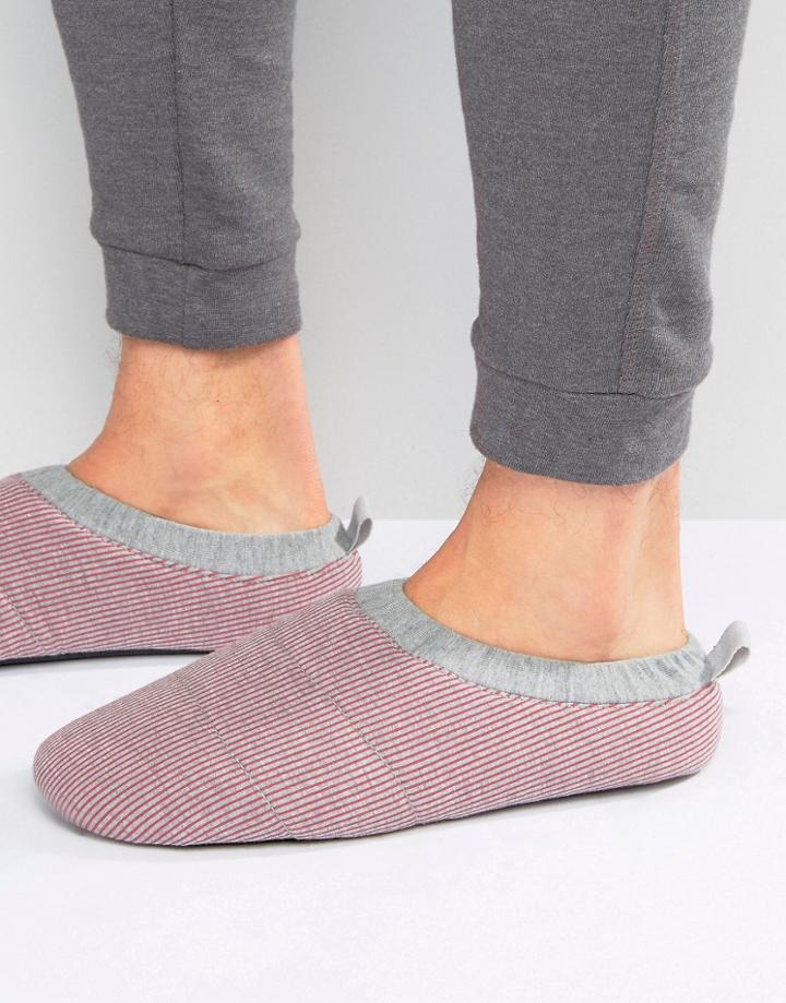 Asos Slippers In Burgundy Pinstipe - Red