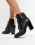 Aldo Ibauvia Leather Heel Lace Up Boots - Black