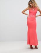 Lipsy Maxi Dress With Lace Detail - Red