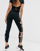 Asos 4505 Lace Up Detail Legging - Black