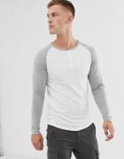 Soul Star Long Sleeve Raglan In Gray Melange - Gray