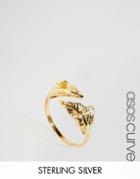 Asos Curve Gold Plated Sterling Silver Open Leaf Ring - Gold