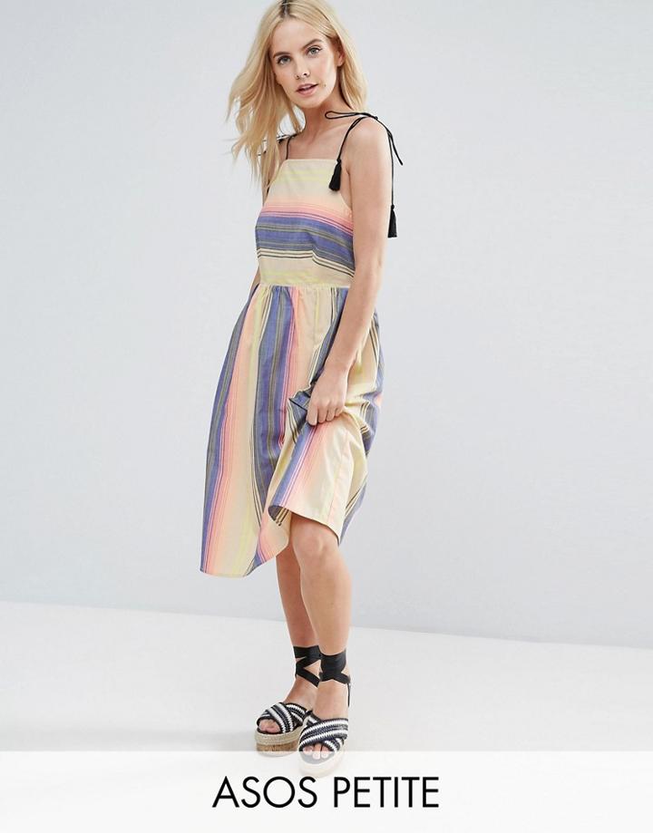 Asos Petite Washed Stripe Sundress With Tassel Detail - Multi