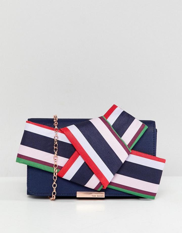 Ted Baker Striped Bow Box Clutch Bag - Navy